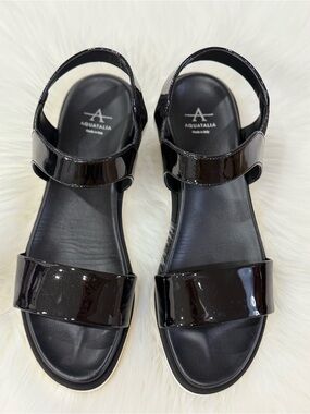 Aquatalia Women's Black Patent Slide Sandals